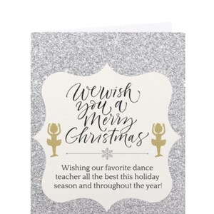 Printable Christmas Dance Teacher Card - A2 -  Digital Print  - Instant Download - Dance Holiday Gift - Thank You Dance Teacher