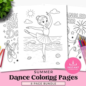 Summer Dance Coloring Pages for Kids, Ballet Dancer Activity Printables, Recital, Camp, and 4th of July Fun