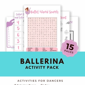 Ballerina Activity Pack,  Ballet Kids Printables, Dance Worksheets, Coloring Pages, Instant Download