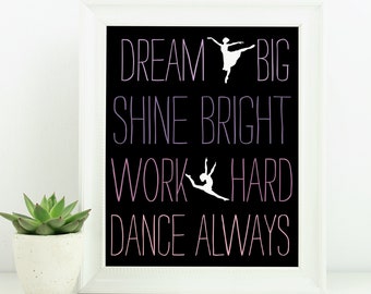 Dance Team Gift - Dancer Printable - Dream Big Dance Always Digital Print - End of Year Keepsake  - Instant Download