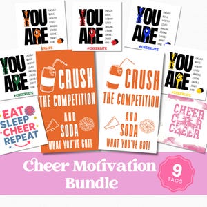 Printable Cheer Motivation Gift Tags, Pep Talk Team Bundle, Cheerleader Favor Tags, End of Season, Cheer Competition Gift Idea