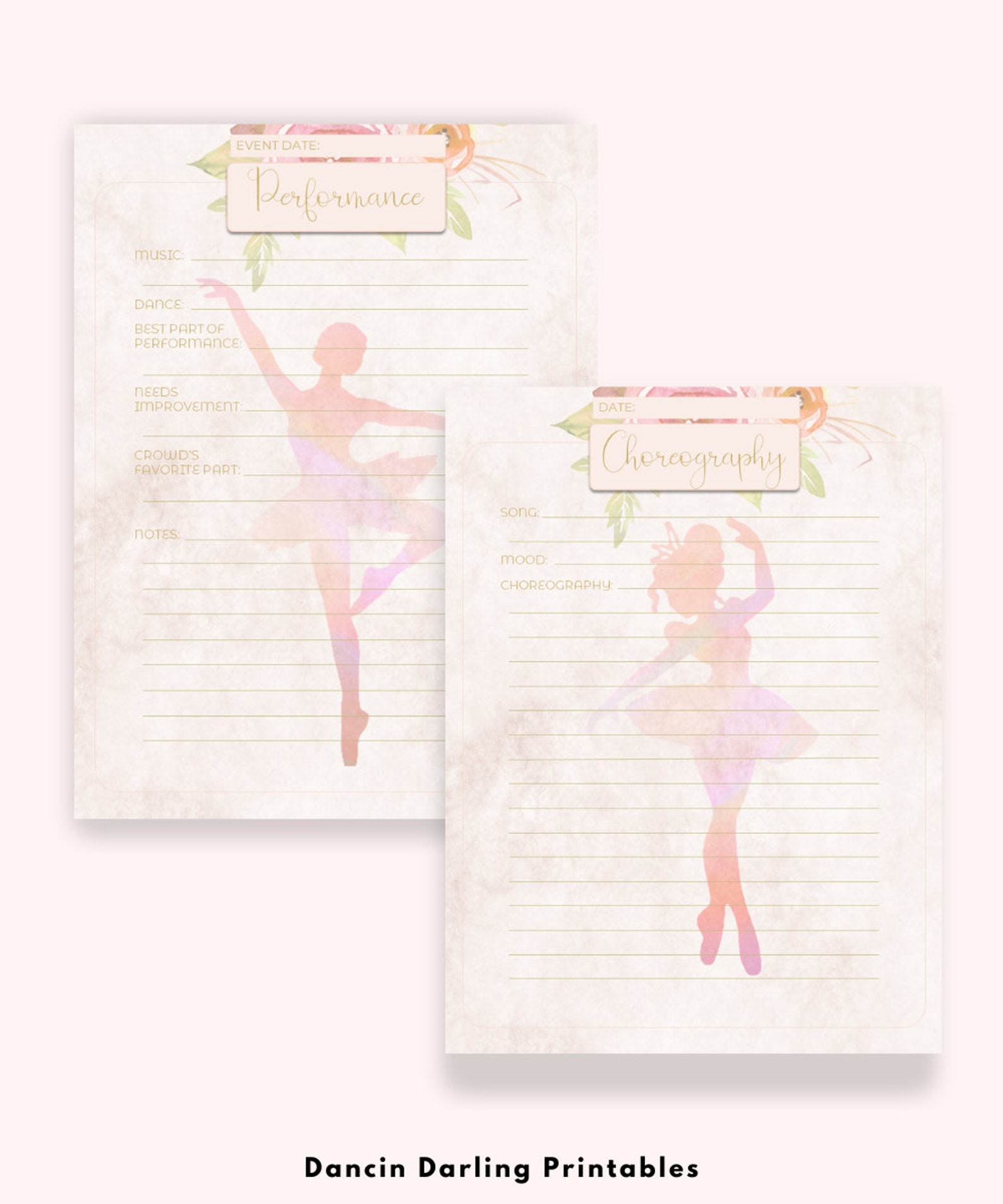 Ballerina Dance Journal Dancer Planning Pages Instant - Etsy