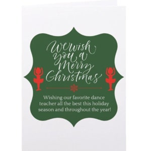 Dance Teacher Christmas Card - A2 -  Digital Print  - Instant Download - Dance Holiday Gift - Thank You Dance Teacher