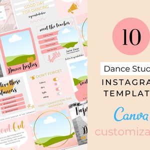 Instagram Post Templates For Dance Studio, Canva Template for Studio Owners