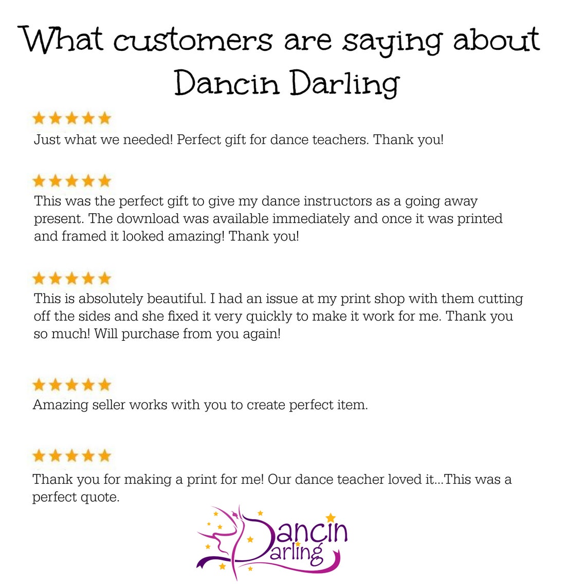 Dance Teacher Gift Printable -dance Instructor Keepsake - Instant ...