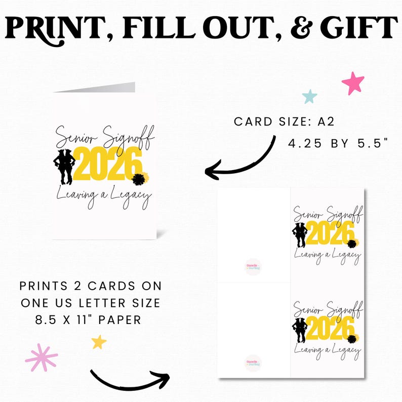 Sign Off Card Drill Team Senior Signoff Card 2026, End of Year Team Gift Printable ...