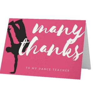 Hip Hop Dance Teacher Card - A2 -  Digital Print  - Instant Download - Dance Recital Gift