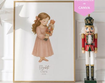 Personalized Clara Nutcracker Ballet Wall Art | Editable Canva Template | Nutcracker Gift for Young Dancers