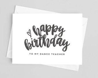 Carte imprimable Joyeux anniversaire à mon professeur de danse - A2 - téléchargement immédiat