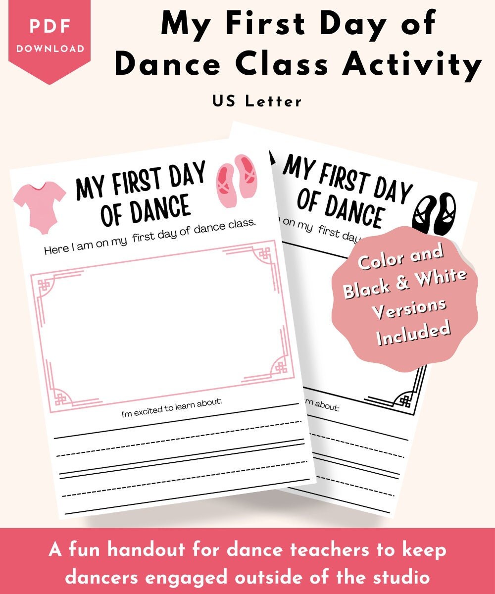 My First Day of Dance Class Worksheet Dance Activity Page for Dance