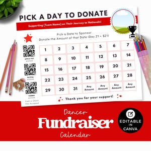 Dance Competition Fundraiser Calendar, Editable Dance Team Template, Instant Download, Sponsor My Dancer