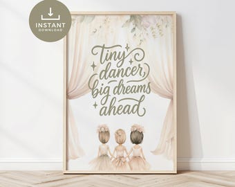 Ballerina Baby Nursery Wall Art, Sweet Ballet Prints for Girls Room, Digital Download, Nursery Decor, Baby Gift