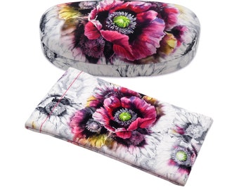 Floral Print Eyeglass Case Set: Hard Sunglasses Case & Soft Pouch (AS113 COMBO)