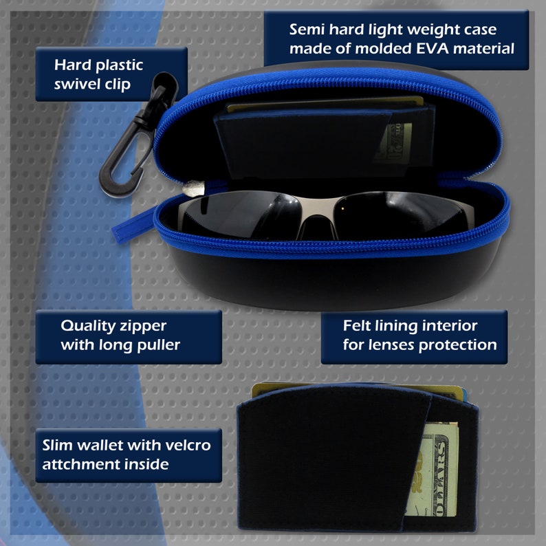 Sport Sunglasses Case With Inner Slim Wallet Semi Hard Etsy
