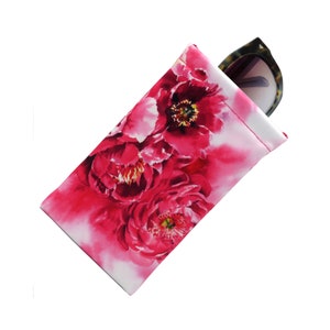 MyEyeglassCase Soft Sunglasses & Eyeglass Pouch w/Cloth | Smart Phone Case and Makeup by Rachel Rowberry (CT8 Pink Peonies)
