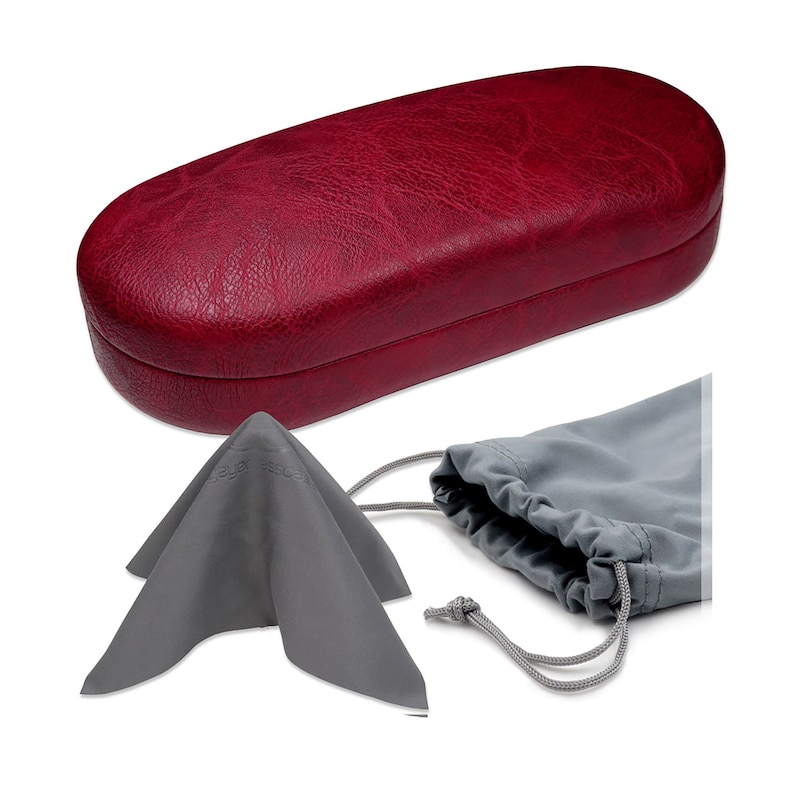 Burgundy Leatherette Hard Shell Sunglasses Case: Aviator & Rayban Frames (AS87) image 1