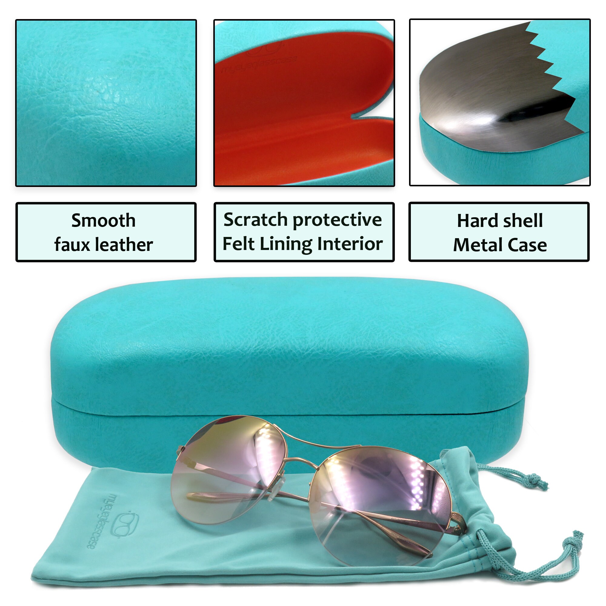Myeyeglasscase EXTRA Large Smooth Turquoise Sunglasses Case Etsy