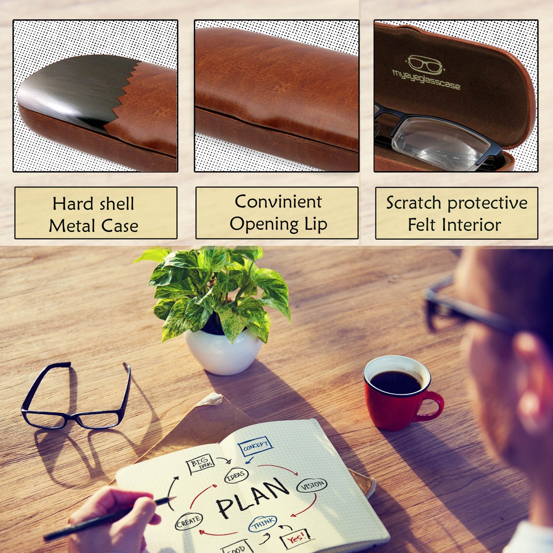 Small Hard Eyeglass Case for Men Slim Eyeglass Case With Etsy