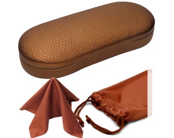 Distressed Bronze Hard Shell Glasses Case with Pouch & Cloth (AS166L)