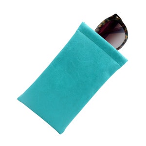 MyEyeglassCase Soft Sunglasses Case | Soft Eyeglass Pouch Leather-like | Cleaning Cloth Inside | Fits Medium to Large Frames (CT8 Turquoise)