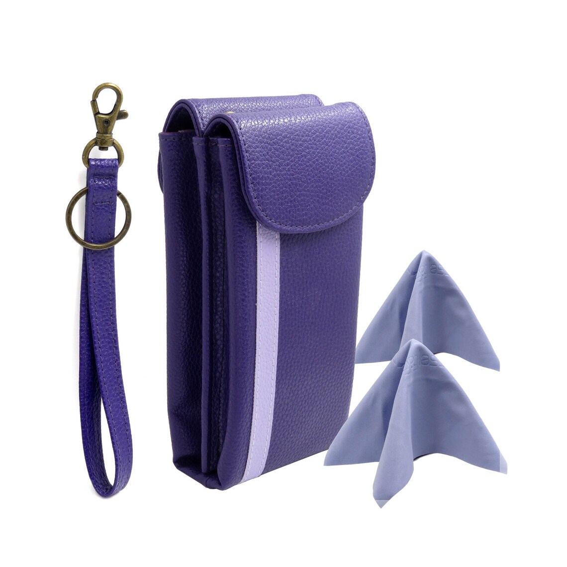 MyEyeglassCase Purple Double eyeglasses case with Wristlet Etsy