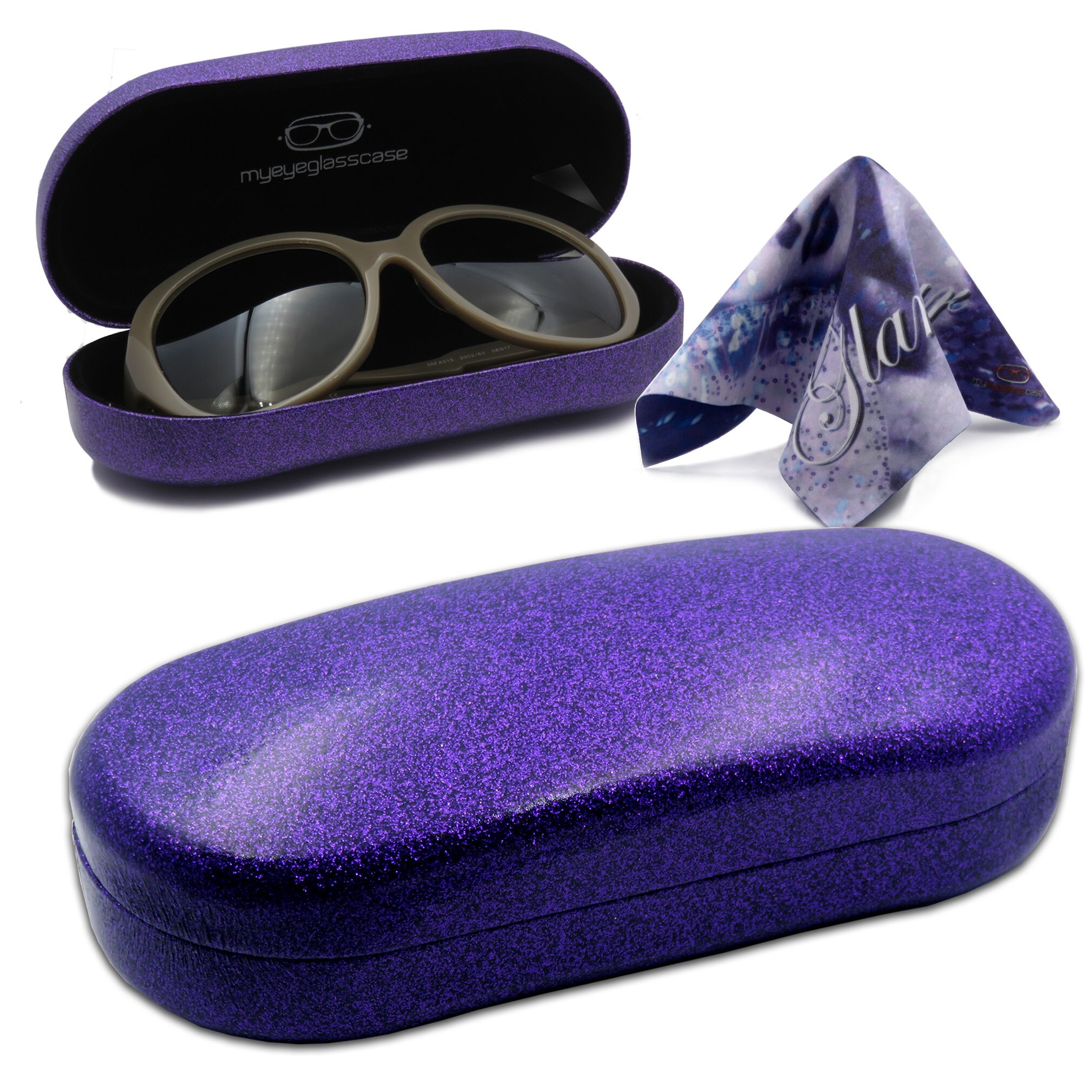 Hard Sunglasses Case in purple sparkle with matching Etsy