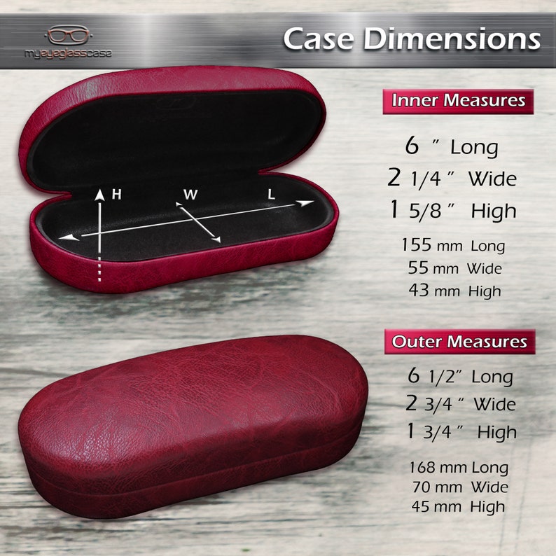 Burgundy Leatherette Hard Shell Sunglasses Case: Aviator & Rayban Frames (AS87) image 5