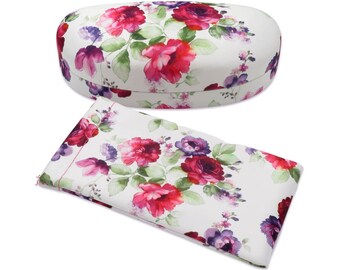 Floral Print Eyeglass Case Set – Hard Case & Soft Pouch (AS113 Combo)