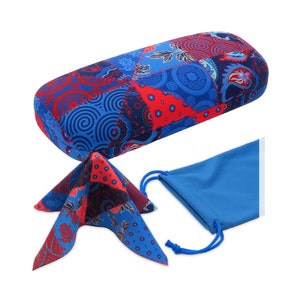 Patchwork Print Eyeglass Case: Padded Microfiber, Drawstring Pouch & Cloth (AS126)