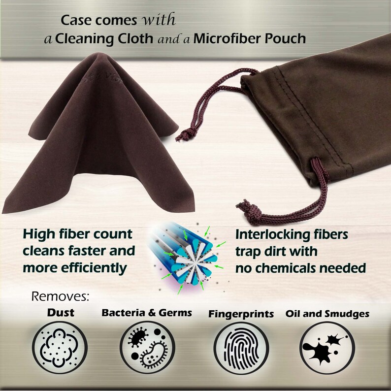 MyEyeglassCase Hard eye glass case | Slim glasses case hard shell w/ Pouch and Cloth | Reading Hard Glasses Case (S5 Corduroy Beige) image 6