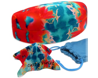 Extra Large Sunglasses Case: Hard Shell Tie Dye Eyeglass Protector (AS179)