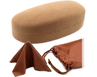 Corduroy Hard Sunglasses Case: Medium-Large Frames, Metal Shell (AS113)
