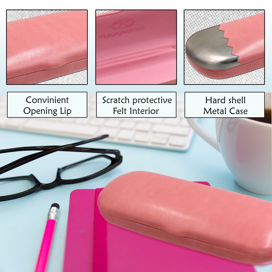 MyEyeglassCase Small Hard Eyeglass Case in soft pink Slim and Etsy