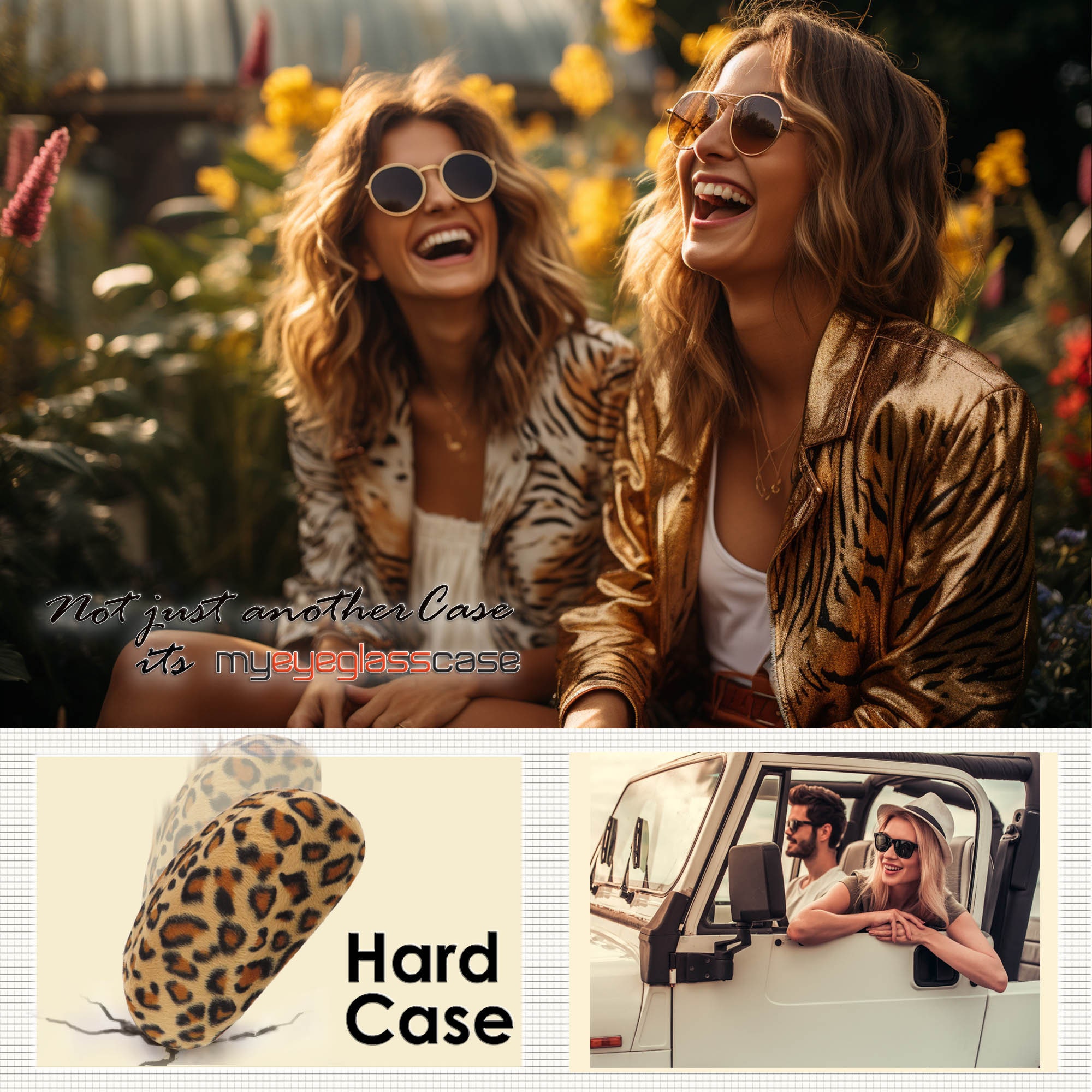 Leopard Print Hard Shell Glasses Case With Pouch & Cloth  display picture 2