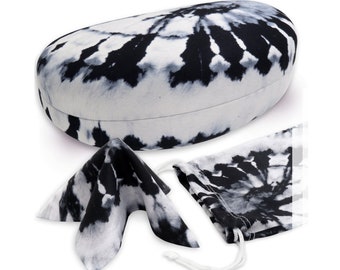Hard Sunglasses Case: Large Tie Dye Eyeglass Case with Pouch & Cloth