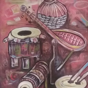 Beauty of Music: African Music Drums, Colorful African Painting, Home art décor, Cubism Painting, Office wall décor, Abstract Painting. image 6