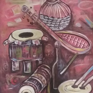 Beauty of Music: African Music Drums, Colorful African Painting, Home art décor, Cubism Painting, Office wall décor, Abstract Painting. image 10