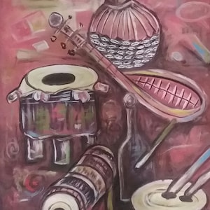 Beauty of Music: African Music Drums, Colorful African Painting, Home art décor, Cubism Painting, Office wall décor, Abstract Painting. image 5
