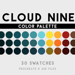Cloud Nine Color Palette For Procreate, Adobe Photoshop, Adobe Illustrator, Affinity Designer, Affinity Photo