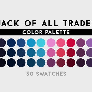 Jack of All Trades Color Palette For Procreate, Adobe Photoshop, Adobe Illustrator, Affinity Designer, Affinity Photo