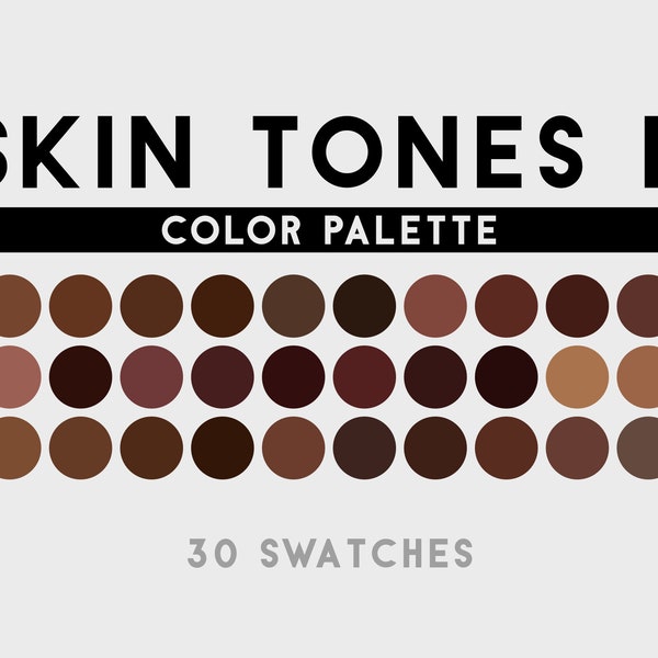 Skin Tones II Dark Skin Tones Color Palette For Procreate, Adobe Photoshop, Adobe Illustrator, Affinity Designer, Affinity Photo