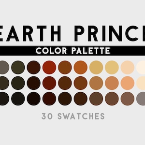 Earth Prince Color Palette For Procreate, Adobe Photoshop, Adobe Illustrator, Affinity Designer, Affinity Photo