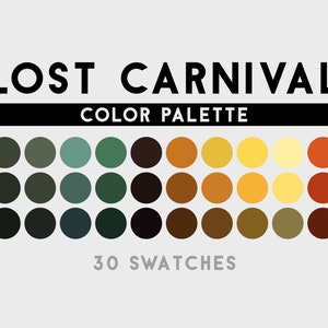 Lost Carnival Color Palette For Procreate, Adobe Photoshop, Adobe Illustrator, Affinity Designer, Affinity Photo