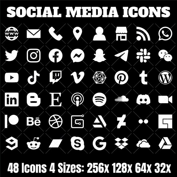 White Social Media Icons Png Files Twitter Facebook Etsy