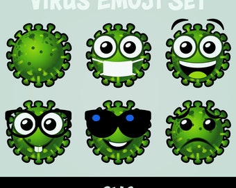 Virus Emoji SVG Set Digital Download
