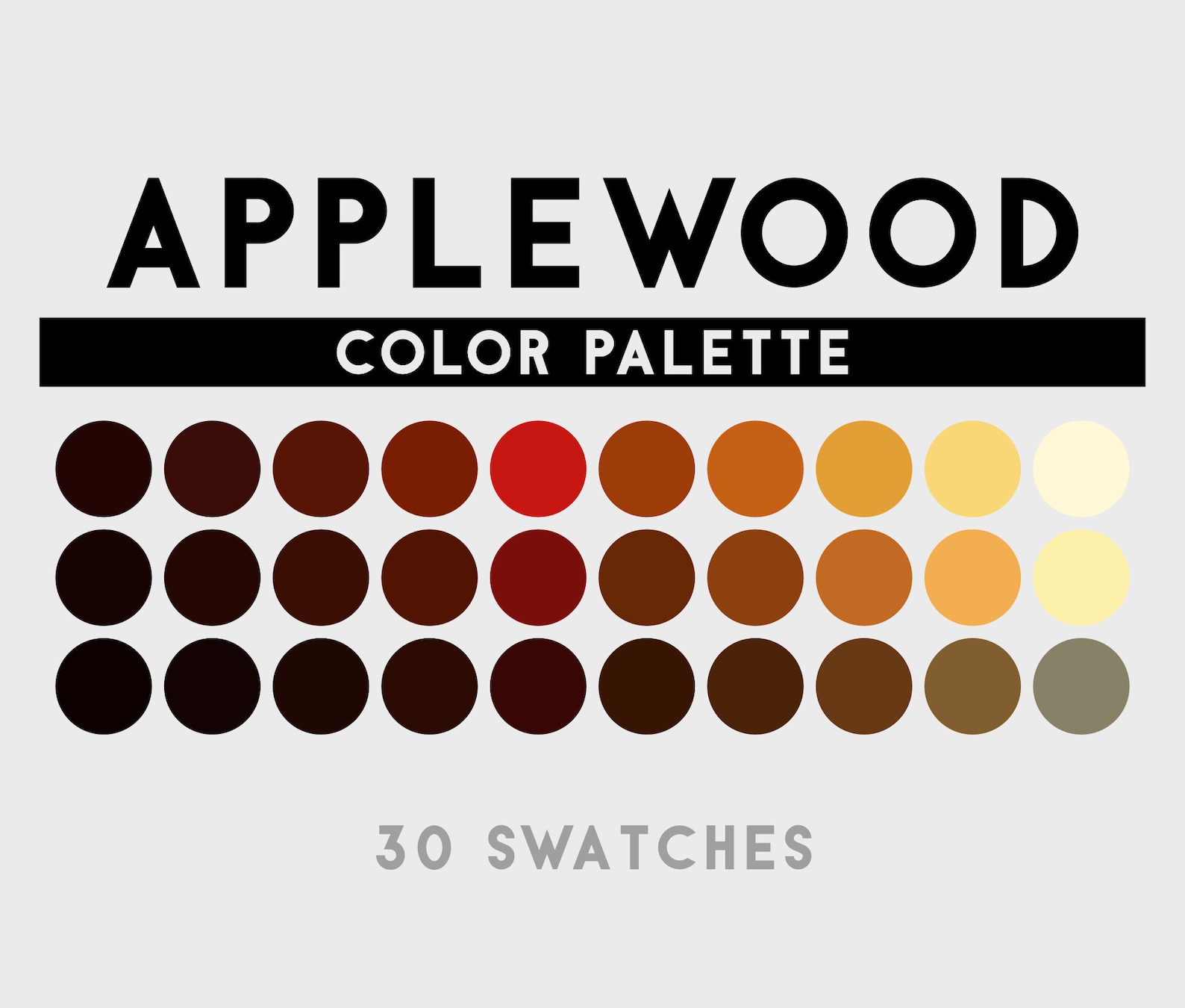 Applewood Color Palette for Procreate, Adobe Photoshop, Adobe