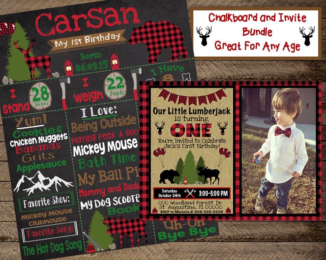 Lumberjack First Birthday Lumberjack Chalkboard Lumberjack Etsy