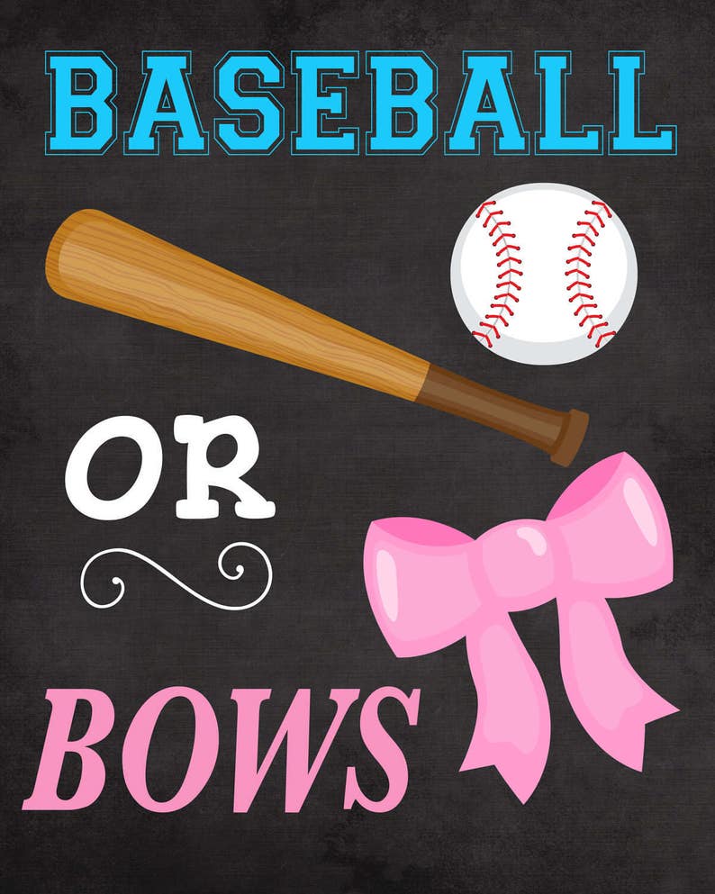 Baseball or bows gender reveal party gender reveal Etsy