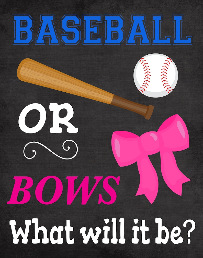 Baseball or Bows Gender Reveal Party Gender Reveal Etsy