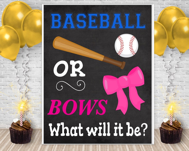 Baseball or Bows Gender Reveal Party Gender Reveal Etsy